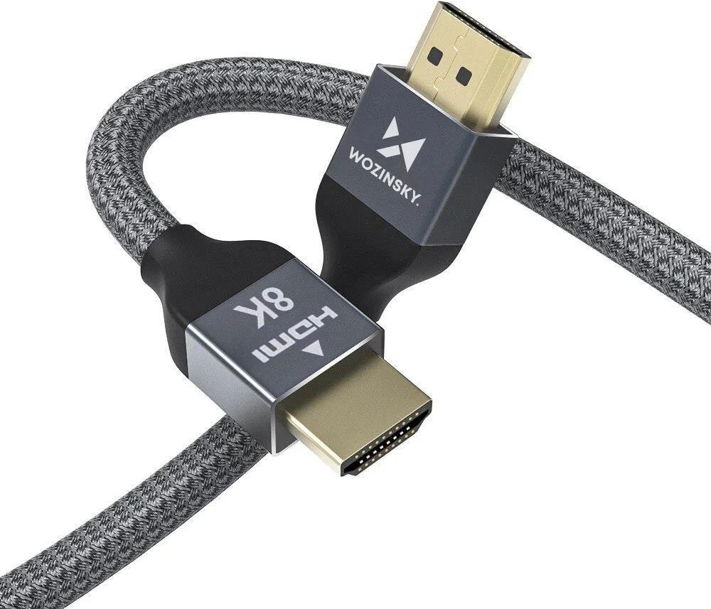 Wozinsky HDMI 2.1 Cable 8K 60 Hz 48 Gbps / 4K 120 Hz / 2K 144 Hz 2 m Sidabrinis (WHDMI-20)