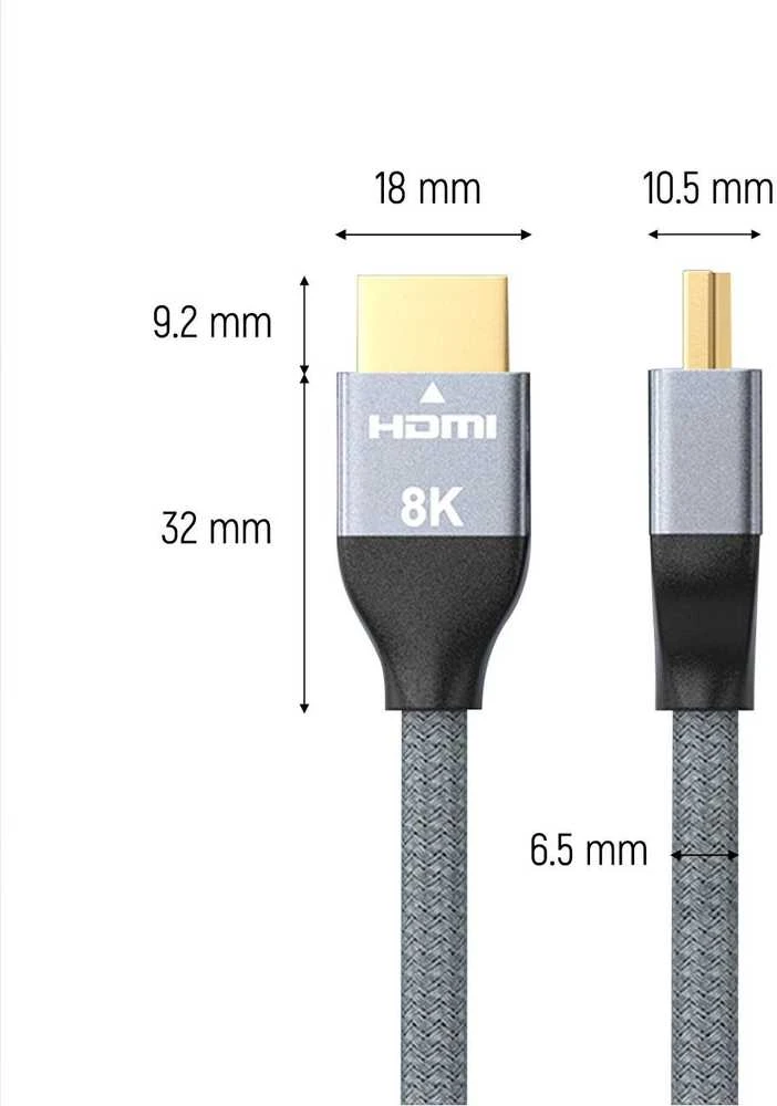 Wozinsky kabelis HDMI 2.1 8K 60 Hz 48 Gbps / 4K 120 Hz / 2K 144 Hz 5 m Sidabrinis (WHDMI-50)