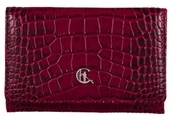 CALANDRA Moteriška odinė piniginė Canaletto bordo premium krokodilo raštu RFID