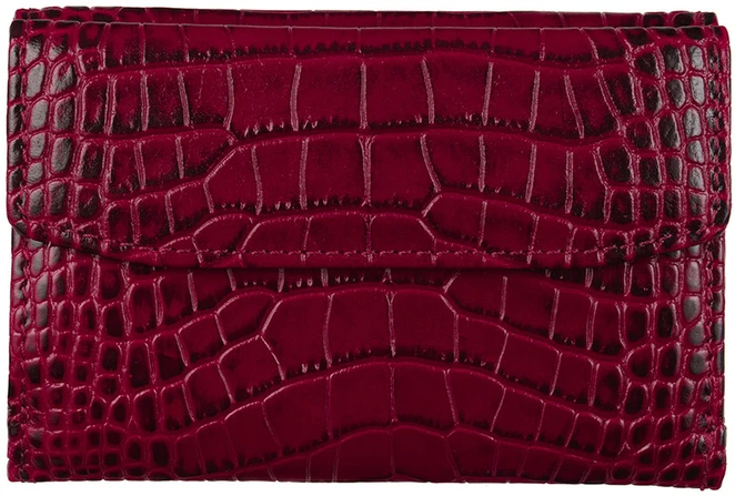 CALANDRA Portfel skórzany Damski Canaletto bordo premium krokodyl RFID