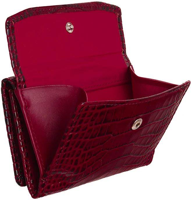 CALANDRA Portfel skórzany Damski Canaletto bordo premium krokodyl RFID