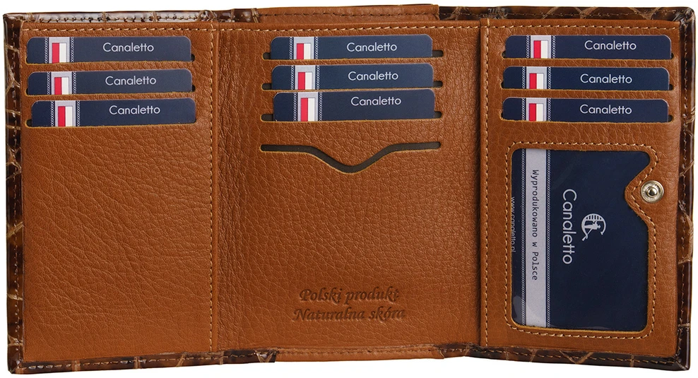CALANDRA Portfel skórzany Damski Canaletto Lakierowany Ochrona RFID