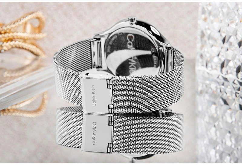 CALVIN KLEIN Nesenstantis tinklinis moteriškas laikrodis 25200001 + DĖŽUTĖ