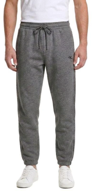 Calvin Klein vilnonės sportinės kelnės su logotipu šonuose, pilkos spalvos - LZ04LE291G-P7E