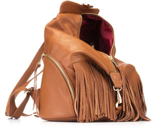 Camel spalvos natūralios odos kuprinė Let`s Go Boho Gregorio