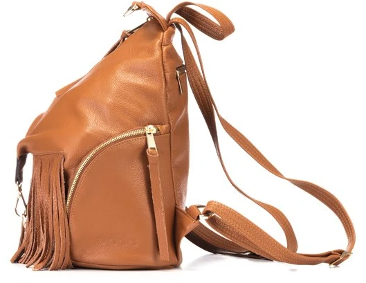 Camel spalvos natūralios odos kuprinė Let`s Go Boho Gregorio