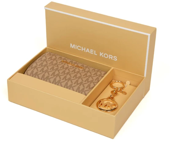 Camelowy portfel damski Michael Kors 35S6GTVF8B su brelokiem