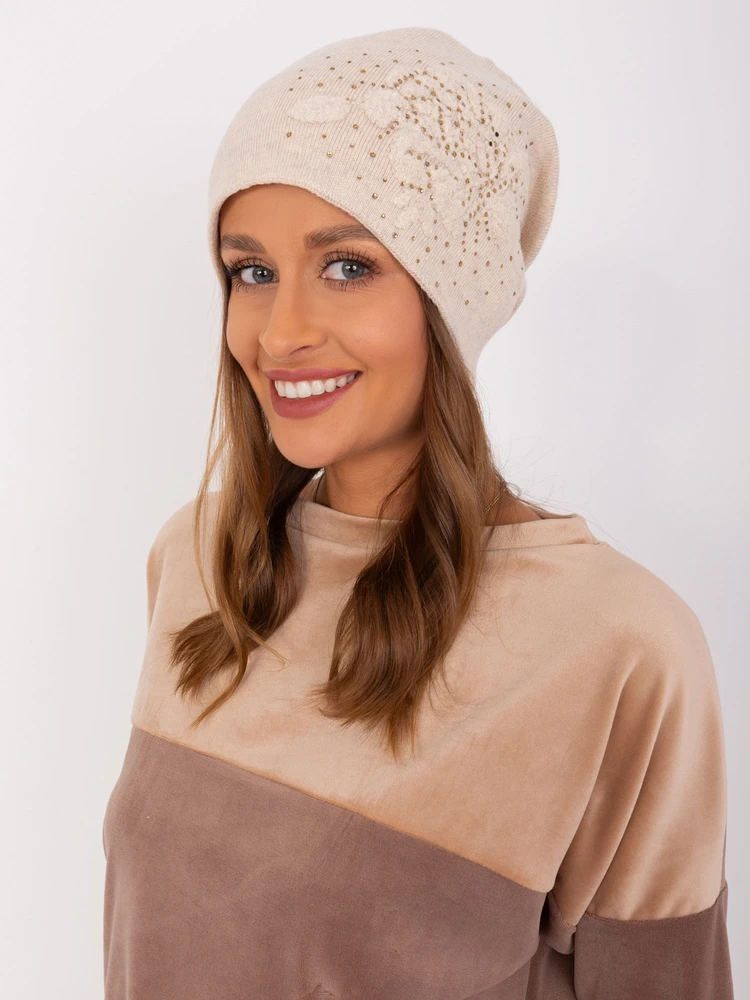 Kepurė Cap-AT-CZ-23250.01P-šviesiai smėlio spalvos