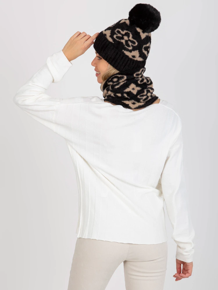 Kepurė Cap-AT-CZ-CM-317.85-juoda-smėlio spalvos