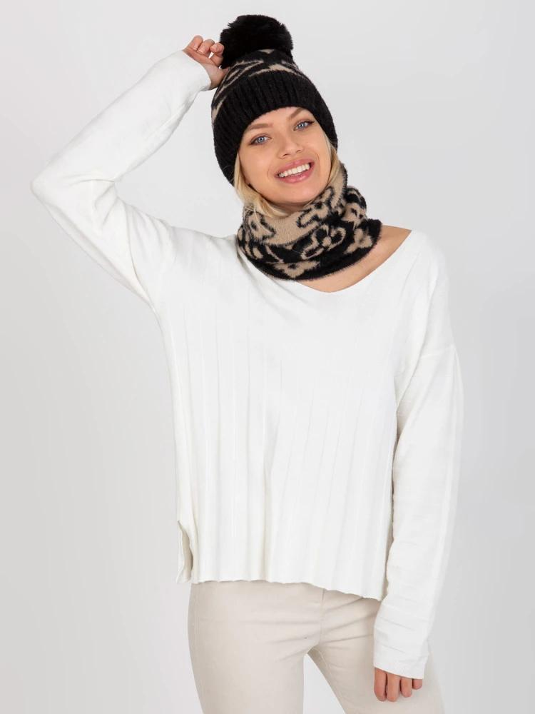 Kepurė Cap-AT-CZ-CM-317.85-juoda-smėlio spalvos