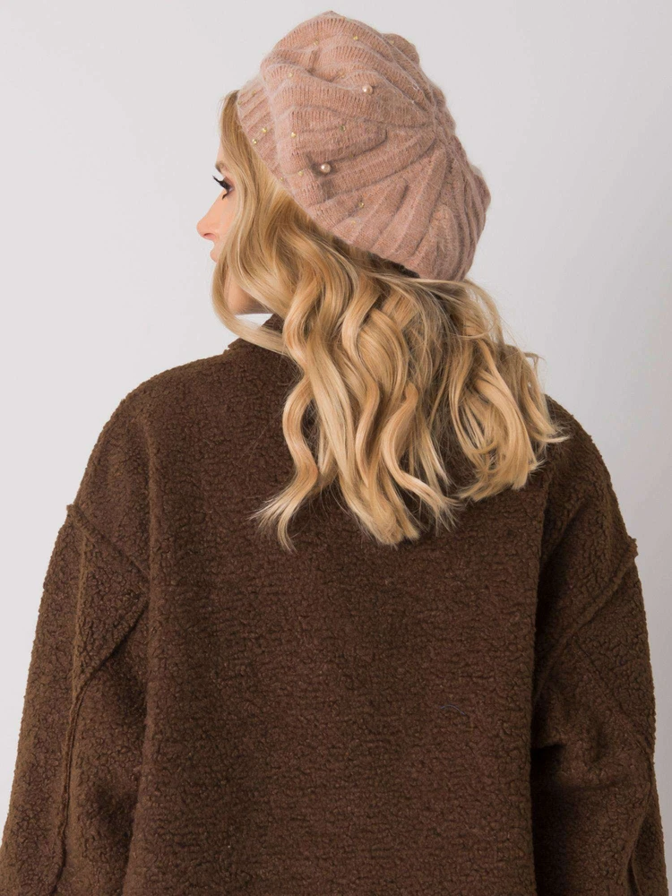 Kepurė Cap-AT-CZ-DM-39055-tamsiai smėlio spalvos