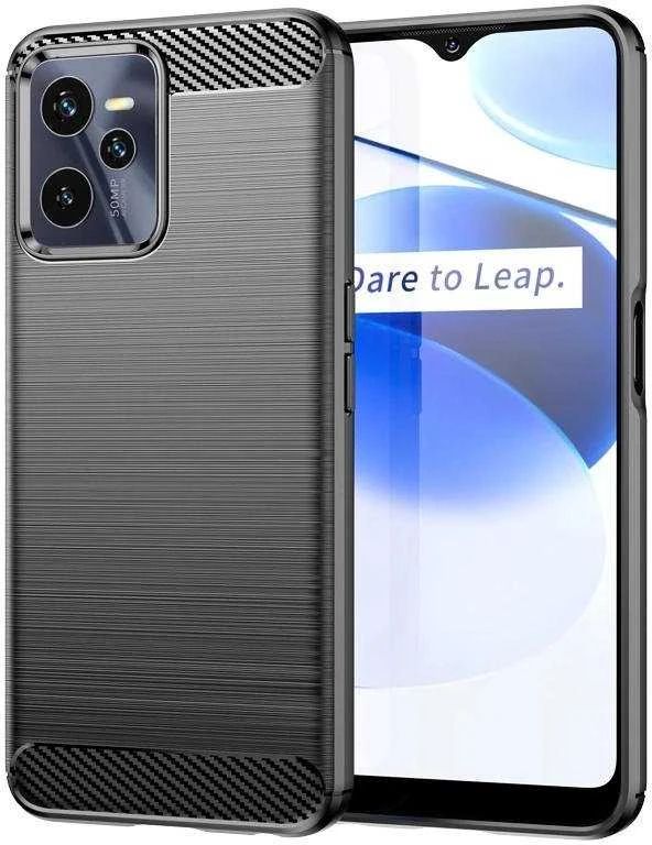 Hurtel Carbon dėklas skirtas Realme C35, juodas