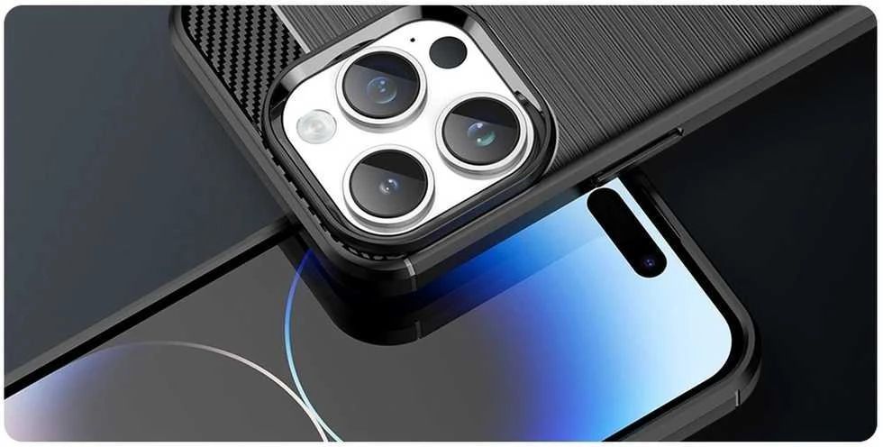 Hurtel Carbon dėklas skirtas iPhone 14 Pro, mėlynas