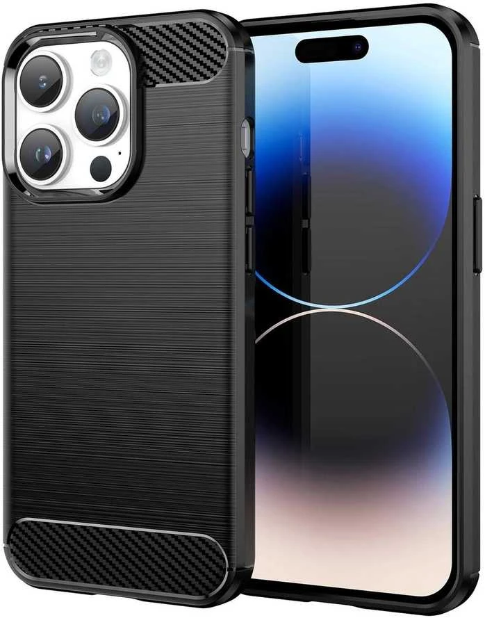 Hurtel Carbon dėklas Apple iPhone 14 Pro Max flexible gel back cover dėklas telefonui juodos spalvos