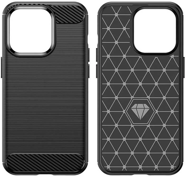 Hurtel Carbon dėklas Apple iPhone 14 Pro Max flexible gel back cover dėklas telefonui juodos spalvos