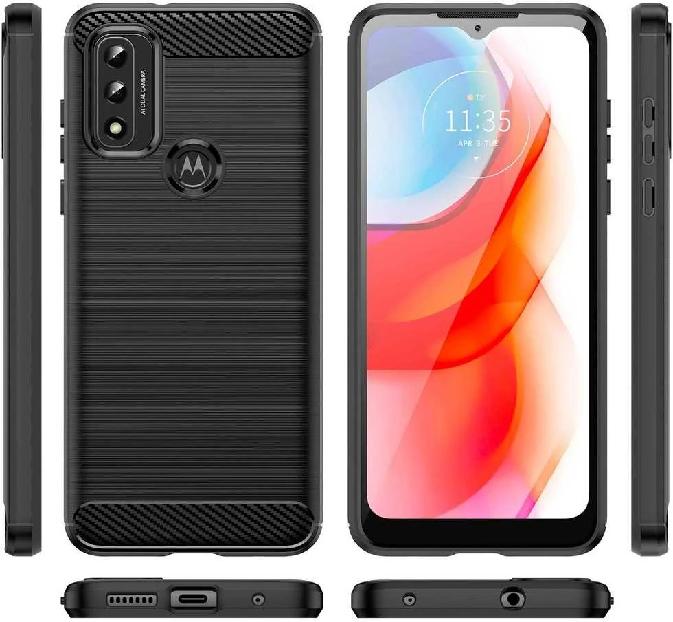 Hurtel Carbon dėklas skirtas Motorola Moto G Play 2022, juodas