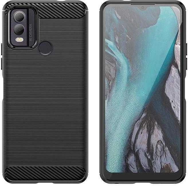 Hurtel Carbon silikoninis dėklas skirtas Nokia C22 – juodos spalvos