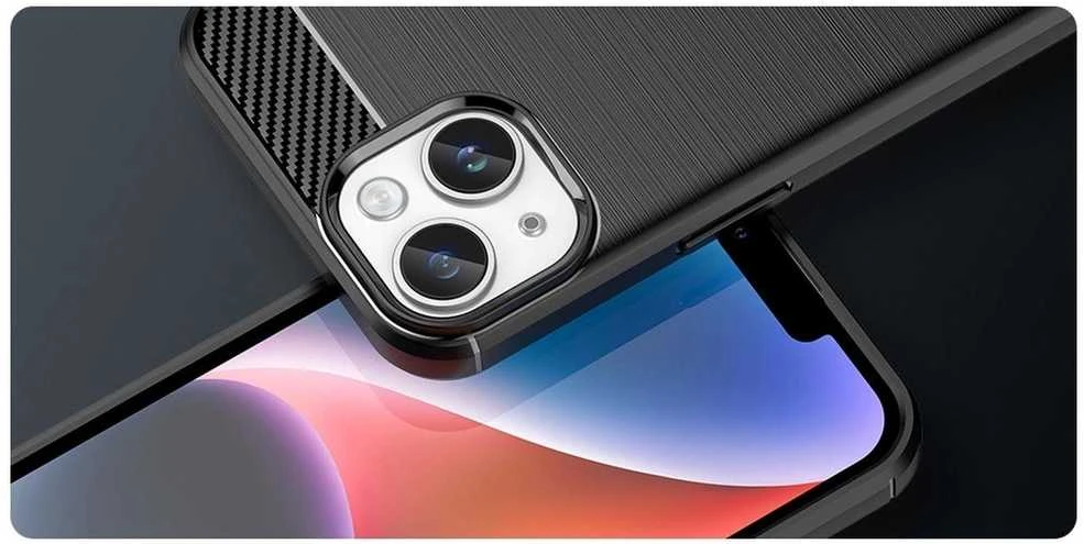 Hurtel Carbon dėklas skirtas iPhone 14 Plus, mėlynas