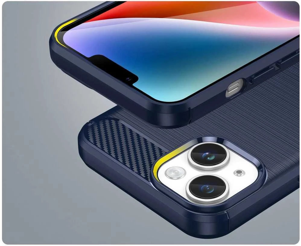 Hurtel Carbon dėklas skirtas iPhone 14 Plus, mėlynas