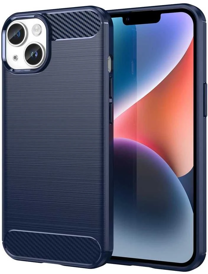 Hurtel Carbon dėklas skirtas iPhone 14 Plus, mėlynas
