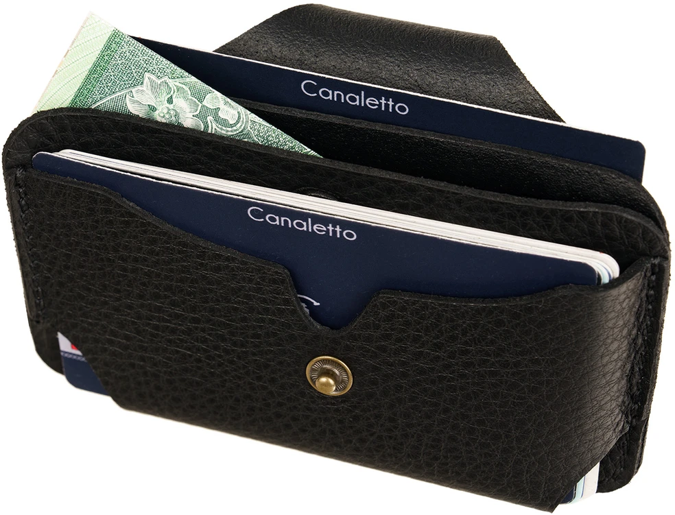 Card Holder Dėklas na karty Canaletto ze skóry juoda E9825s246