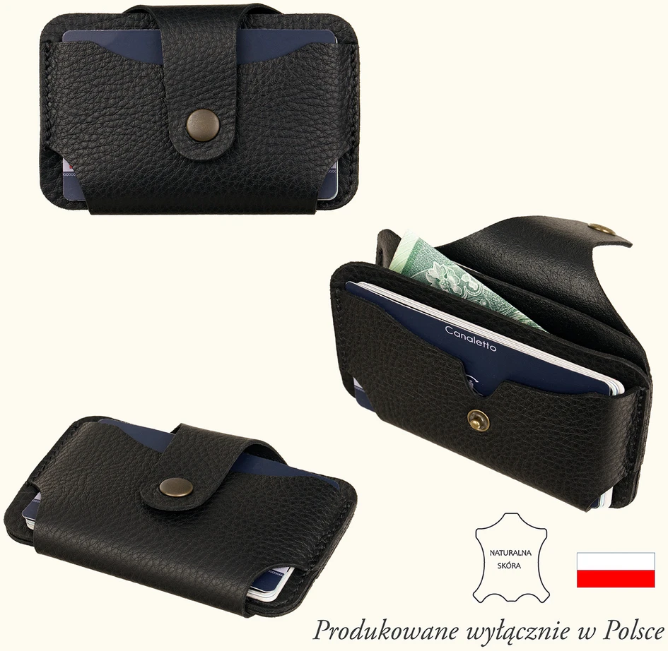 Card Holder Dėklas na karty Canaletto ze skóry juoda E9825s246