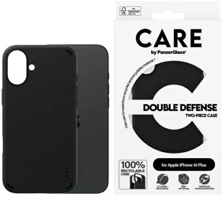 Panzer Glass Care by PanzerGlass Feature Double Defense Apple iPhone 16 Plus 6.7" dėklas telefonui juodos spalvos 1335