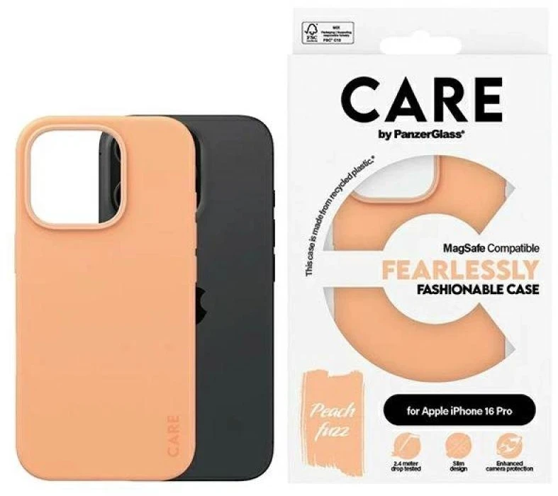 Dėklas Panzer Glass CARE by PanzerGlass Fashion Apple iPhone 16 Pro 6.3" Peachy MagSafe 1390