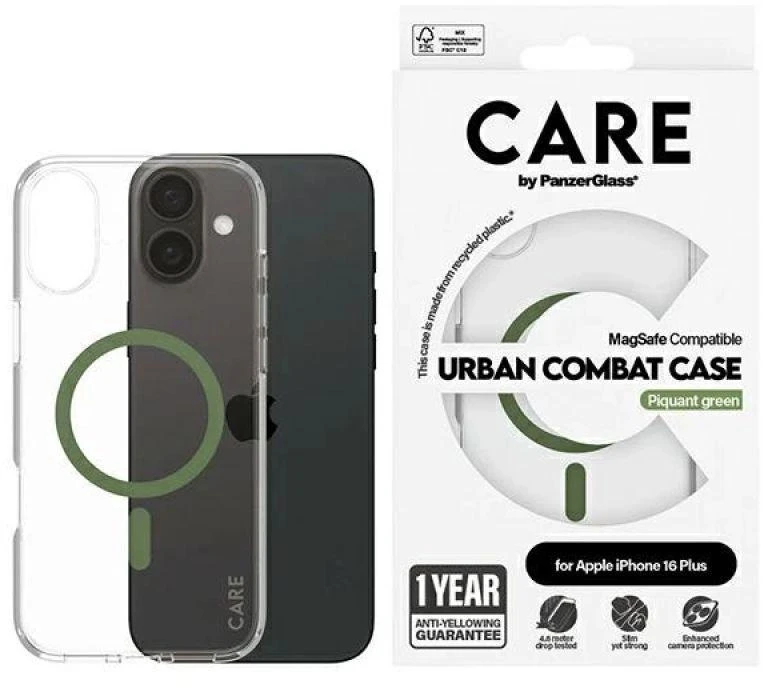 Panzer Glass CARE by PanzerGlass Flagship Apple iPhone 16 Plus 6.7" dėklas telefonui žalios spalvos/dėklas telefonui žalios spalvos MagSafe 1371