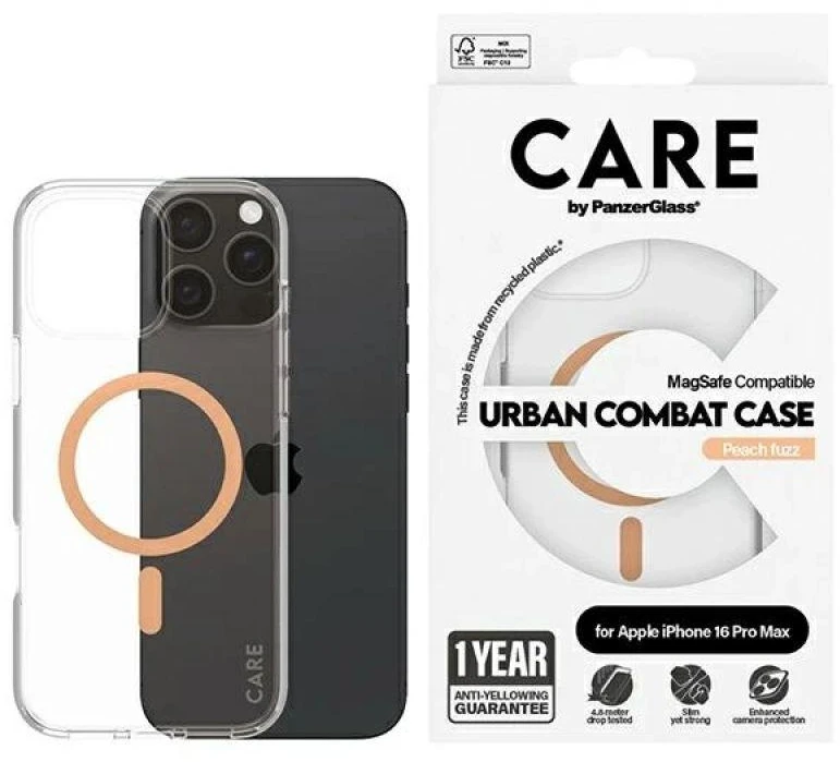 Dėklas Panzer Glass CARE Flagship Apple iPhone 16 Pro Max 6.9" persikų / persikų MagSafe 1376