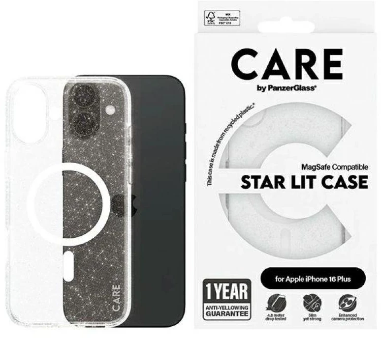 Panzer Glass CARE by PanzerGlass Flagship Star Lit Apple iPhone 16 Plus 6.7" dėklas telefonui baltos spalvos MagSafe 1343
