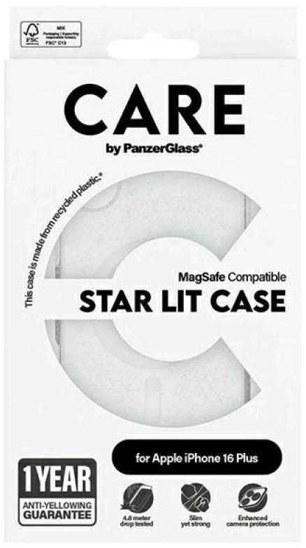 Panzer Glass CARE by PanzerGlass Flagship Star Lit Apple iPhone 16 Plus 6.7" dėklas telefonui baltos spalvos MagSafe 1343