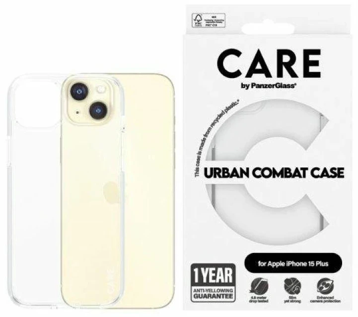 Panzer Glass CARE by PanzerGlass Urban Combat Dėklas, skirtas iPhone 15 Plus – skaidrus