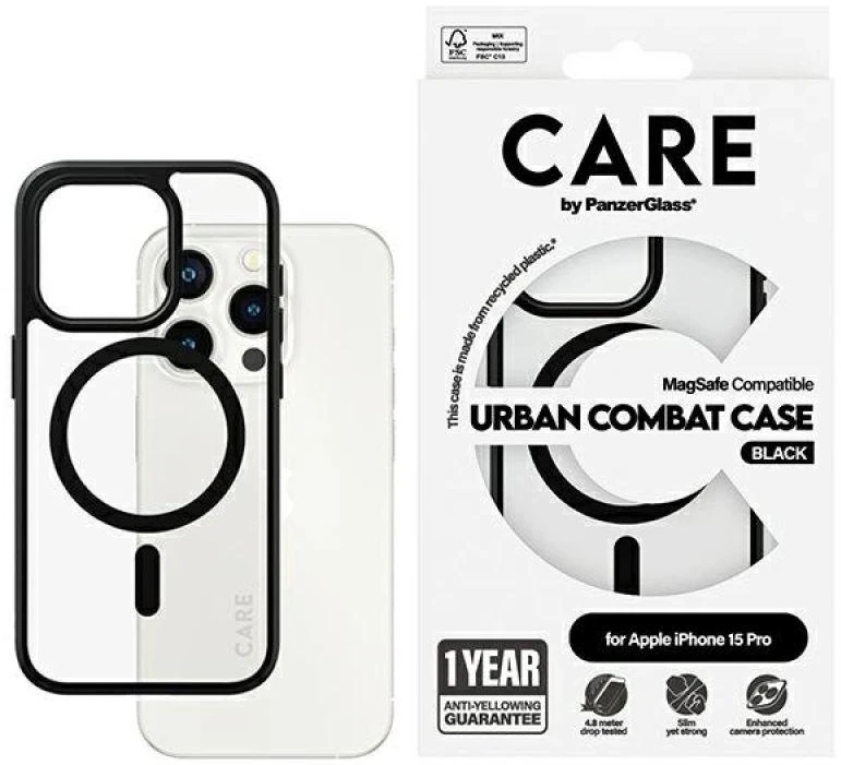 Panzer Glass CARE by PanzerGlass Urban Combat Case MagSafe Apple iPhone 15 Pro - dėklas telefonui juodos spalvos