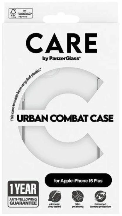 Panzer Glass CARE by PanzerGlass Urban Combat Dėklas, skirtas iPhone 15 Plus – skaidrus