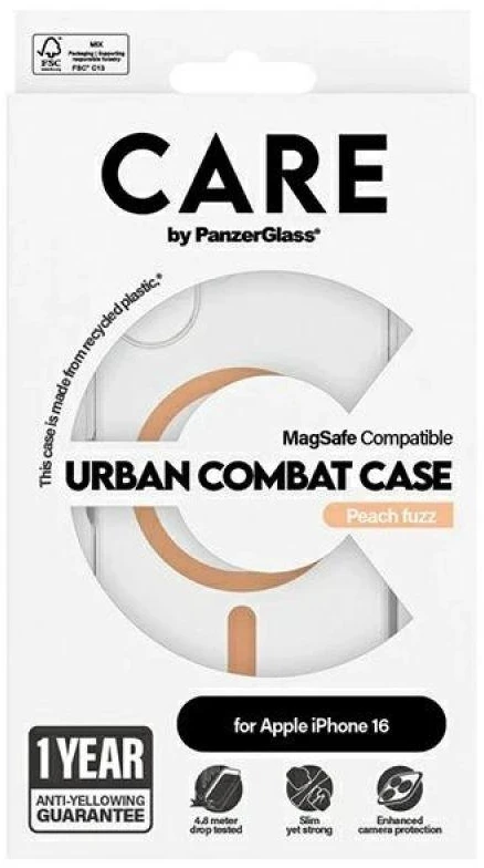 PanzerGlass Flagship Apple iPhone 16 6.1 Panzer Glass CARE " persikų / persikų MagSafe 1373