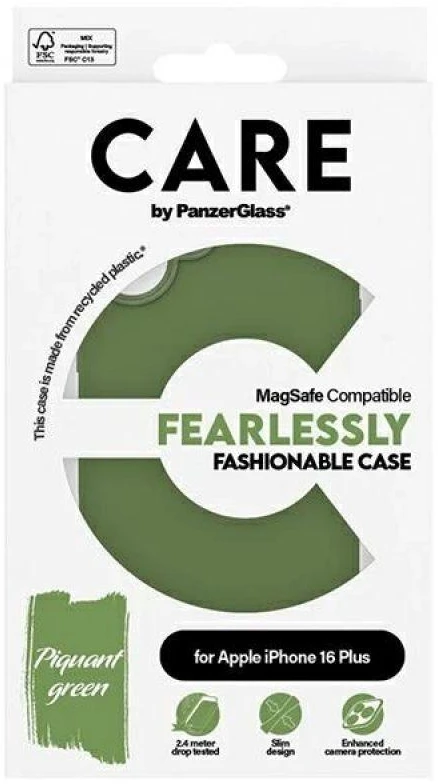 Panzer Glass CARE by PanzerGlass Fashion Apple iPhone 16 Plus 6.7" dėklas telefonui žalios spalvos/dėklas telefonui žalios spalvos MagSafe 1387