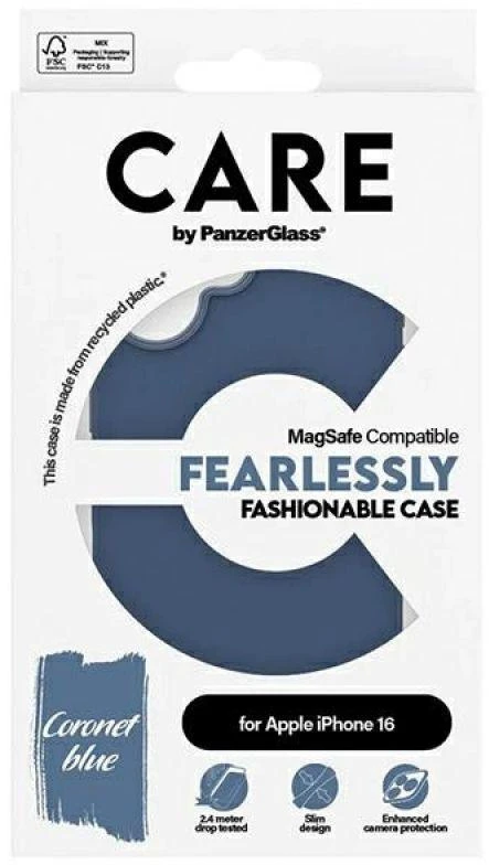 Panzer Glass CARE by PanzerGlass Fashion Case Apple iPhone 16 6.1" dėklas telefonui mėlynos spalvos/dėklas telefonui mėlynos spalvos MagSafe 1381