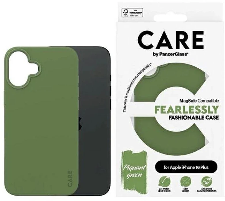 Panzer Glass CARE by PanzerGlass Fashion Apple iPhone 16 Plus 6.7" dėklas telefonui žalios spalvos/dėklas telefonui žalios spalvos MagSafe 1387