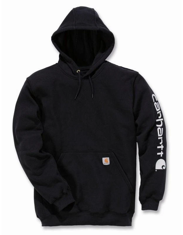 „Carhartt“ džemperis su „Signature“ logotipu ant rankovės, juodas