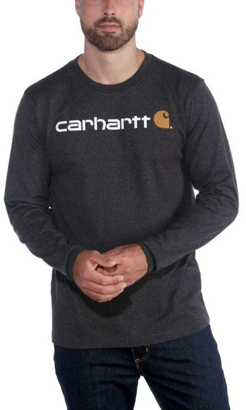 Carhartt Pagrindinio Logotipo Marškinėliai Ilgomis Rankovėmis - Carbon Heather