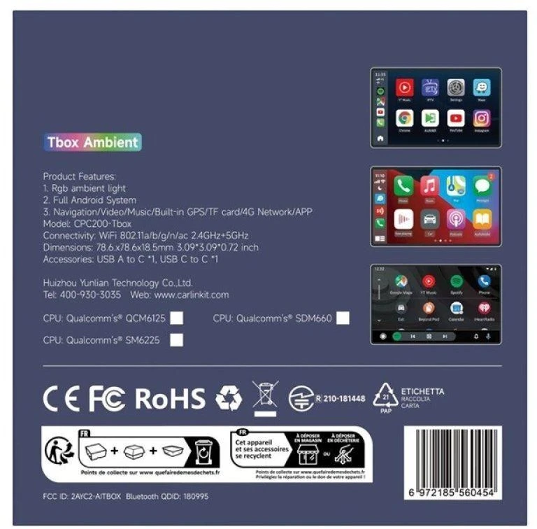 CarlinKit CPC200-Tbox Ambient Wireless adapter Juodas