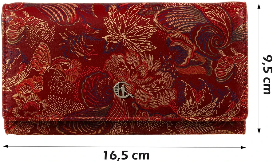 CARMINA Moteriška raudona odinė piniginė su auksinėmis detalėmis Canaletto RFID