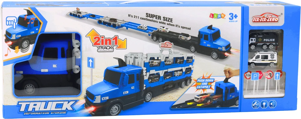 Lean Toys Lora 2in1 Vilkikas ir Lenktynių Trasa su Šviesomis ir Garsais