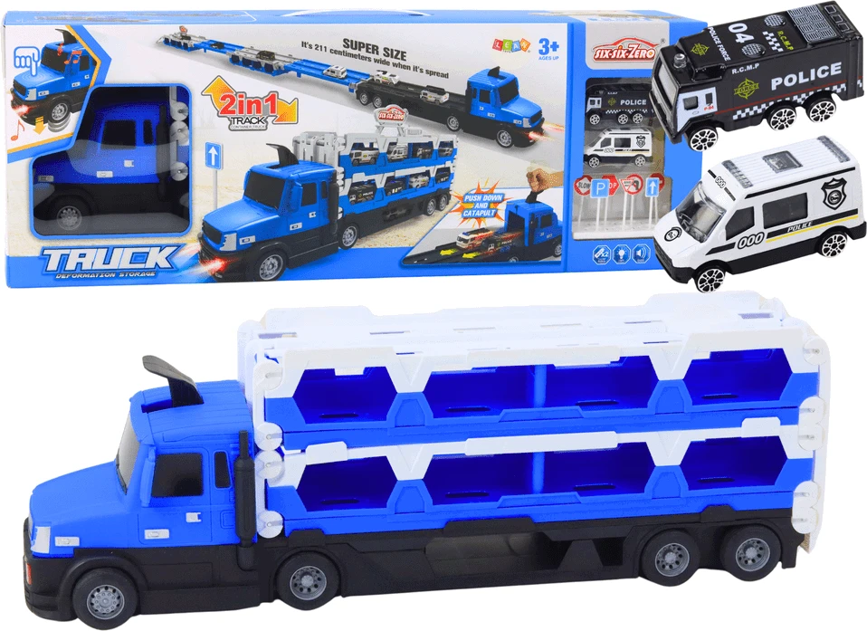 Lean Toys Lora 2in1 Vilkikas ir Lenktynių Trasa su Šviesomis ir Garsais
