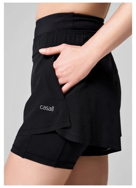 CASALL Dvigubi modeliuojantys juodi šortai