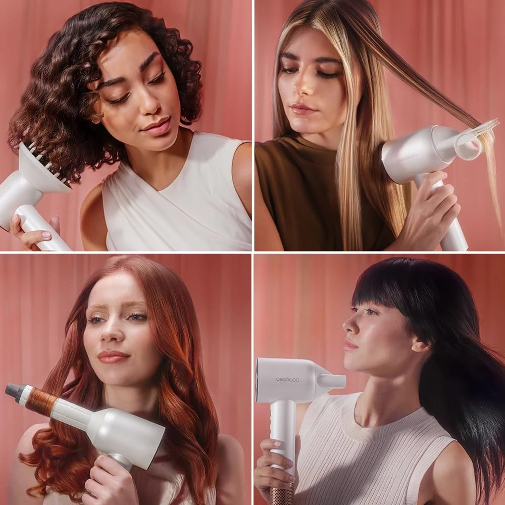 Cecotec Plaukų džiovintuvas | DryGlam Waves Champagne | 1600 W | Temperatūros režimų skaičius 3 | Jonizacijos funkcija | Šampano spalva | Difuzorius