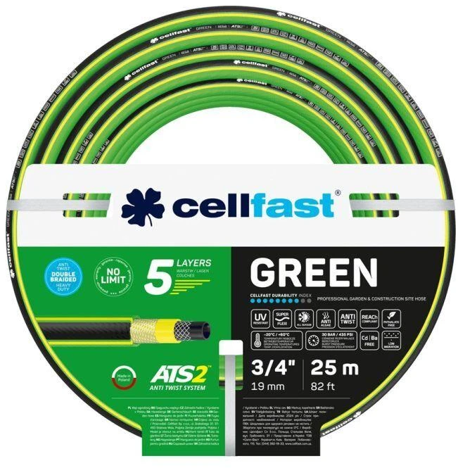 CELLFAST Žalias ATS2 SODO ŽARNOS DYDIS: 3/4" ILGIS: 25m