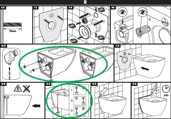 Pakabinamų WC tvirtinimo komplektas Cersanit, K99-0297