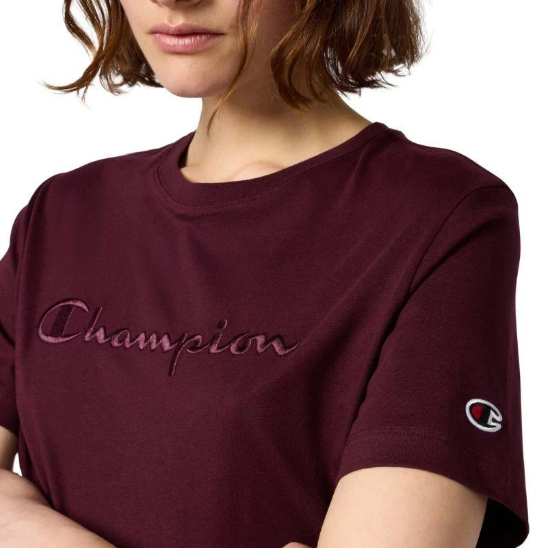 Champion moteriški marškinėliai trumpomis rankovėmis, bordo spalvos 118382 RS522